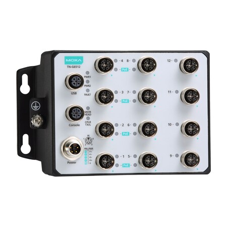 Moxa L2 Mgd Eth Swtch, 8 10/100/1000Baset w/802.3At Poe+, Tn-G6512-8Gpoe-Wv-T TN-G6512-8GPoE-WV-T
